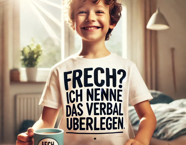 Freche Morgengrüße, Beispiel Junge mit dem T-Shirt